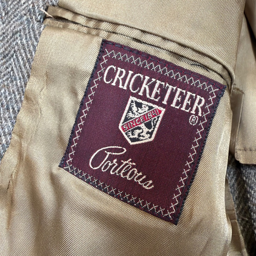 Cricketeer Porteous Mens 40R Wool Herringbone Blazer Brown Grey Sport Coat VTG - Picture 4 of 10